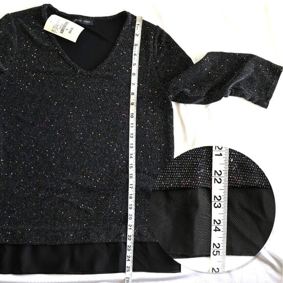 Sparkly Top - Sheer Hem - Black with Sparkle - NWT - Size S - Mandy Evans - Picture 7 of 12